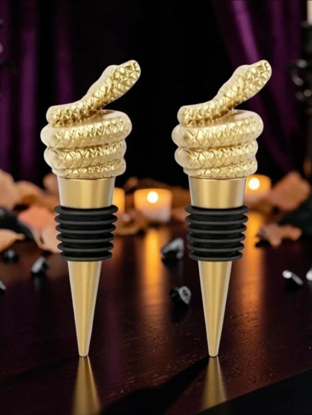 Threshold Brand Elegant Gold Snake Bottle Stoppers 2-Pc Set Halloween collection